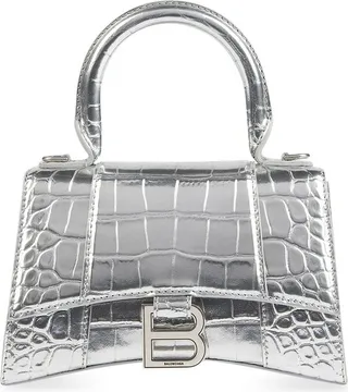 Hourglass Xs Handbag Crocodile Embossed