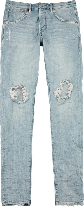 Purple Distressed Slim-leg Jeans