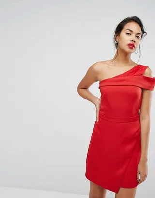 Morgan One Shoulder Pleat Front Mini Dress