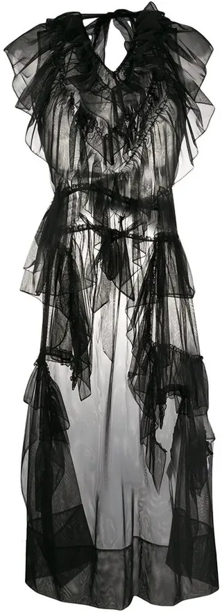 Frilled Sheer Sleeveless Tunic