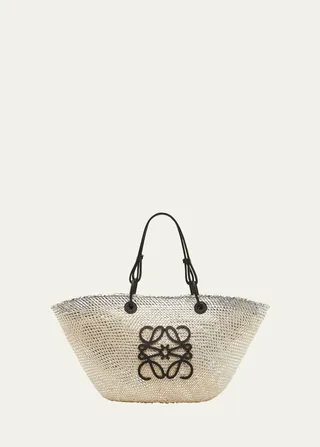 x Paula’s Ibiza Sparkling Metallic Anagram Basket Tote Bag