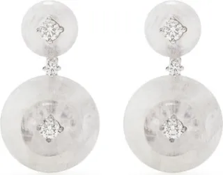 18kt white gold Signal diamond and moonstone earrings