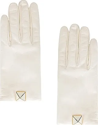Valentino Garavani Roman Stud Gloves in Ivory