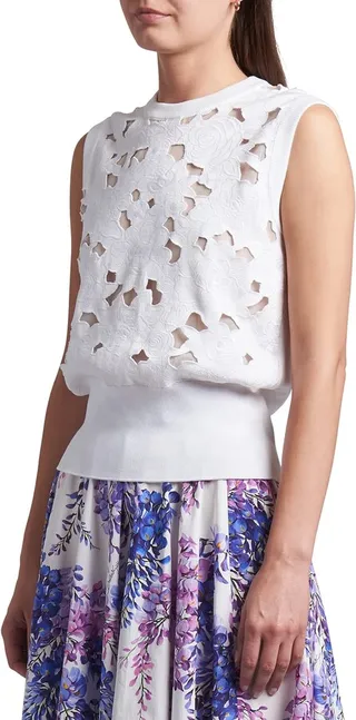 Floral Embroidered Cutout Sleeveless Top