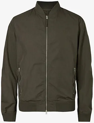 Mens Dull Khaki Bassett Cotton-blend Bomber Jacket