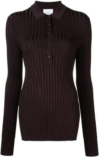 Long-Sleeve Knitted Polo Shirt