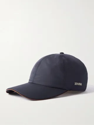 Zephir Leather-Trimmed Logo-Appliquéd Shell Baseball Cap