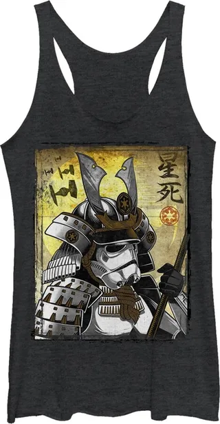 Women's Star Wars Samurai Stormtrooper Racerback Tank Top - Black Heather - Small