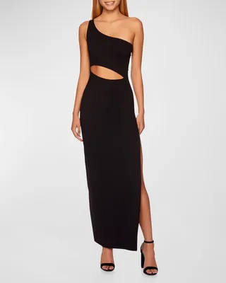 One-Shoulder Cutout Slit Maxi Dress