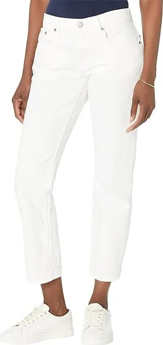 LAUREN Ralph Lauren Relaxed Tapered Ankle Jeans in White Wash (White Wash) Women's Jeans