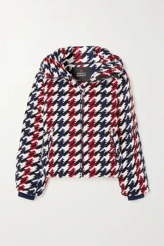 Perfect Moment - Houndstooth Quilted Down Ski Jacket - Blue