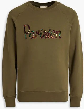 Embroidered French cotton-terry sweatshirt