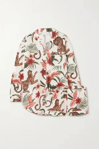 Desmond & Dempsey - Soleia Printed Cotton Pajama Set - Cream