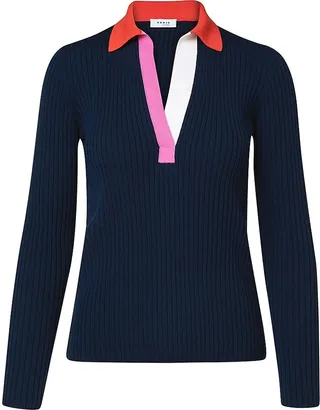 Ribbed Long-Sleeve Polo