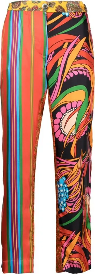 Graphic-Print Straight Leg Trousers