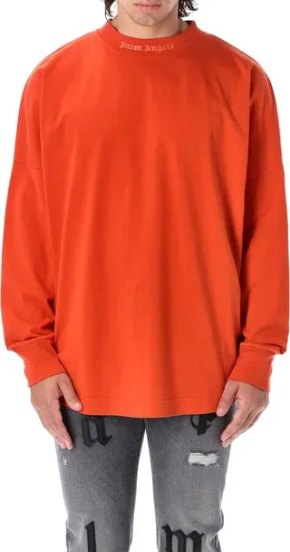 Palm Angels Glitter Logo Oversized Long-Sleeve T-Shirt