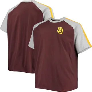 Men's Big and Tall Brown and Heathered Gray San Diego Padres B & T Curcular Raglan T-shirt