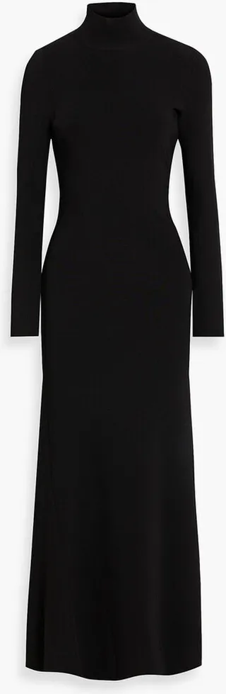 Cutout stretch-knit turtleneck maxi dress