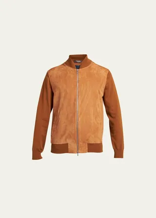 Men's Cashmere & Suede Bomber Jacket