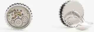 Mens Silver Vintage Gear Watch Cufflinks