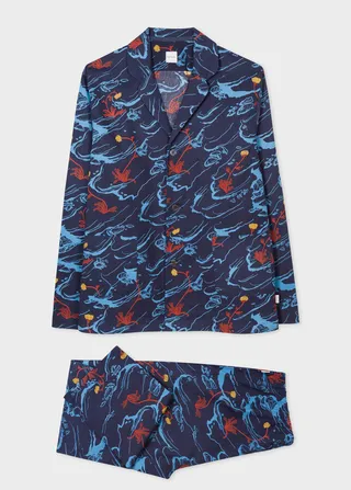 Navy Cotton 'Long Cliff' Pyjamas