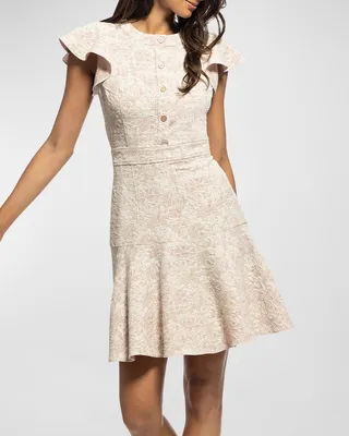 Maverick Ruffle Cap-Sleeve Button-Front Mini Dress
