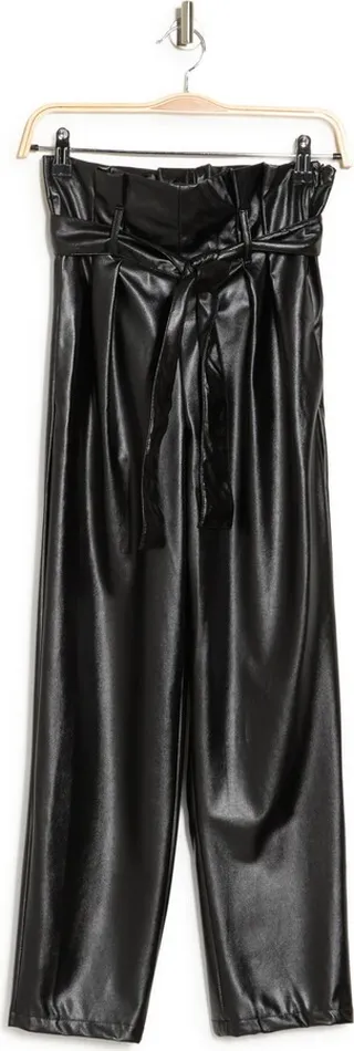 Vegan Leather Paperbag Waist Pants