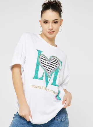 Embellished Graphic Detail T-Shirt