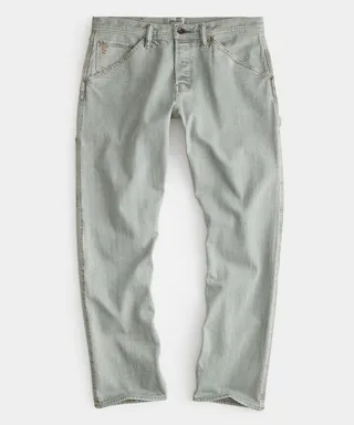 Garment Dyed Selvedge Denim Carpenter Pant in Soft Sage