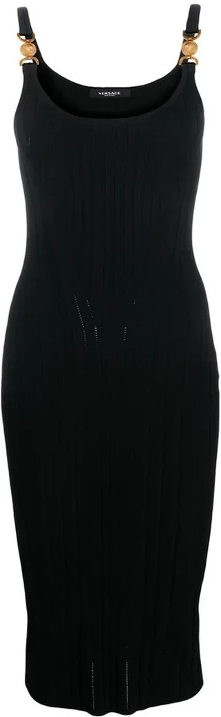 Logo-Plaque Ribbed Midi Dress