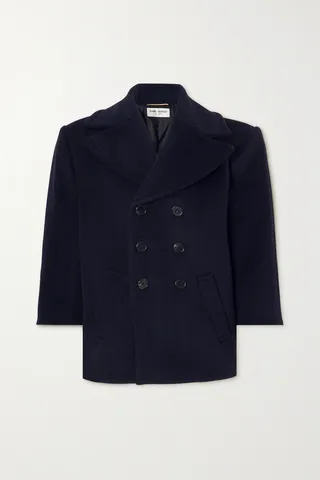 SAINT LAURENT - Oversized Double-breasted Wool Coat - Blue