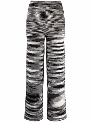 Zigzag Knitted Straight-Leg Trousers