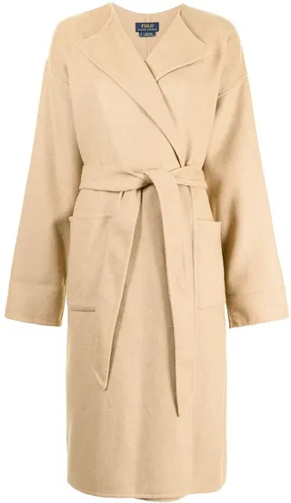 Wool-Blend Wrap Coat