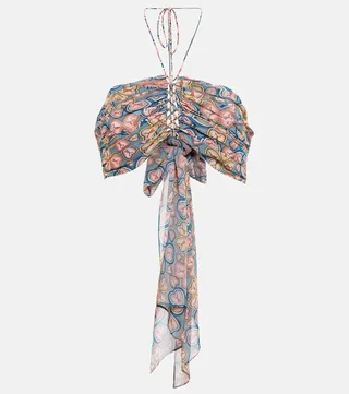 Printed halterneck crop top