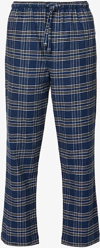 ens Blue Kelburn Checked Cotton Pyjama Bottoms