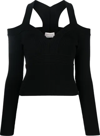 ALEXANDER MCQUEEN- Long Sleeve Halter Neck Top