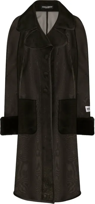 KIM DOLCE&GABBANA faux-fur trim sheer coat