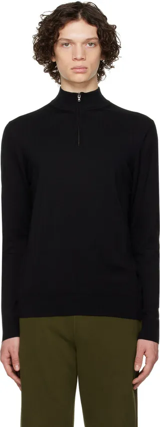 Sunspel Black Lightweight Sweater