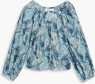 Damarre pleated printed cotton-voile blouse