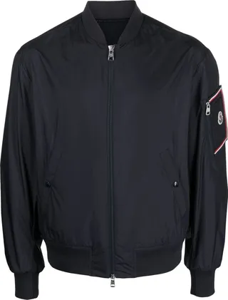 Logo-Patch Zip-Up Bomber Jacket