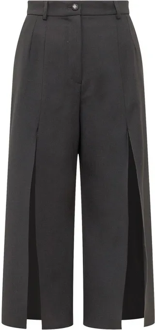 High-waisted Front Slit Trousers