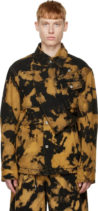 Feng Chen Wang Black Tie-Dye Denim Jacket