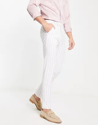 ASOS DESIGN skinny smart pants in lilac prep pin stripe