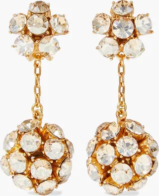 Gold-tone crystal clip earrings