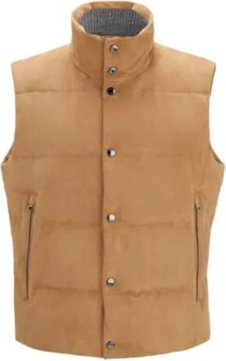 Luxury-suede gilet with down filling