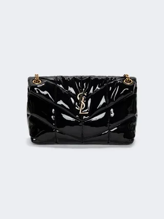 Small Chain Quilted Puffer Bag Black