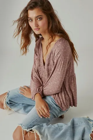 Long Sleeve Smocked Top