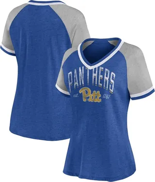 NCAA Pitt Panthers Women's Gray V-Neck Raglan T-Shirt - M
