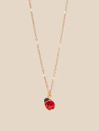 Necklace rose gold + white gold + ladybug 9kt rose gold 40 cm