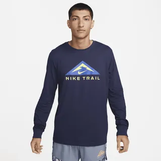 Nike Men's Dri-FIT Long-Sleeve Trail Running Crew in Blue